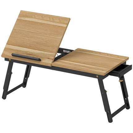 Adjustable Laptop Bed Table with Drawer, Foldable