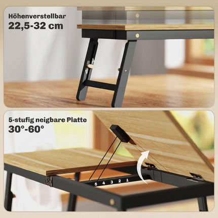 Adjustable Laptop Bed Table with Drawer, Foldable