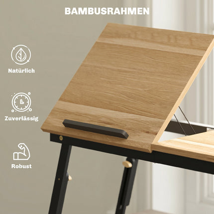 Adjustable Laptop Bed Table with Drawer, Foldable