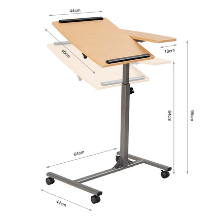 Adjustable Laptop Desk with Wheels, 64-95 cm Height Range