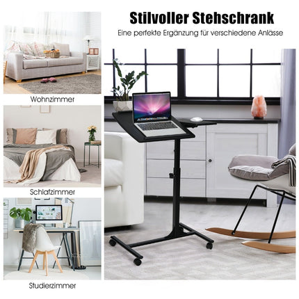 Adjustable Laptop Desk with Wheels, 64x45x71-93 cm, Black