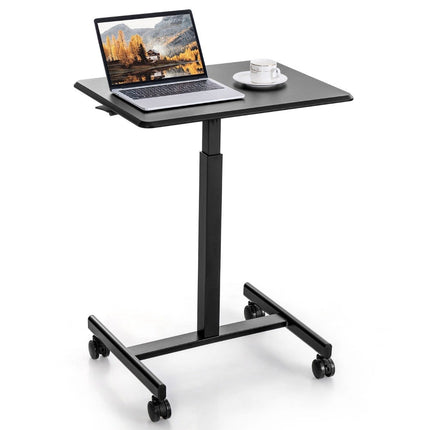 Adjustable Laptop Desk with Wheels, 80kg Capacity, Black