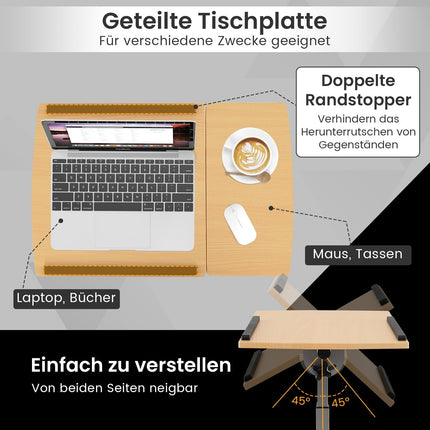 Adjustable Laptop Desk with Wheels, Tiltable, 60×40×71-91cm