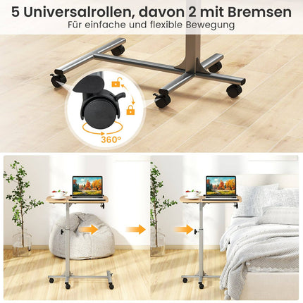 Adjustable Laptop Desk with Wheels, Tiltable, 60×40×71-91cm