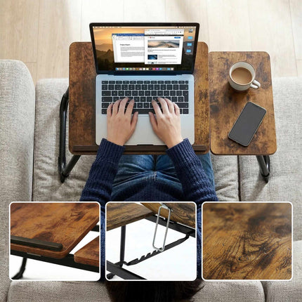 Adjustable Laptop Table – Foldable, Tilting Wood-Effect Top
