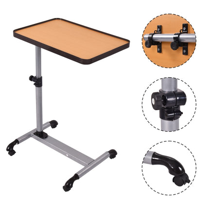 Adjustable Laptop Table With Wheels, Tilt Top 52x34 cm