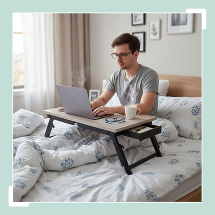 Adjustable Laptop Table with Drawer – Tilting Top