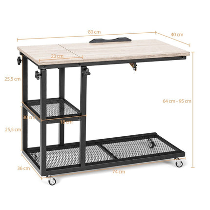 Adjustable Laptop Table with Storage, Tilting Top, 80x40 cm