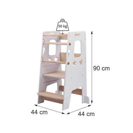 Adjustable Learning Tower with Star Design, White