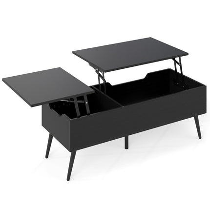 Adjustable Lift-Top Coffee Table with Hidden Storage, Black