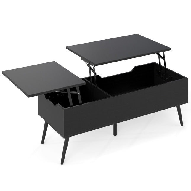 Adjustable Lift-Top Coffee Table with Hidden Storage, Black