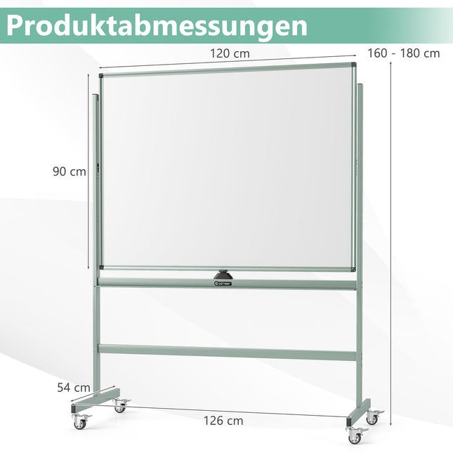 Adjustable Magnetic Double-Sided Mobile Whiteboard with Wheels