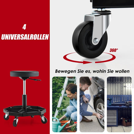 Adjustable Mechanic Stool with Tool Tray, 150kg Capacity