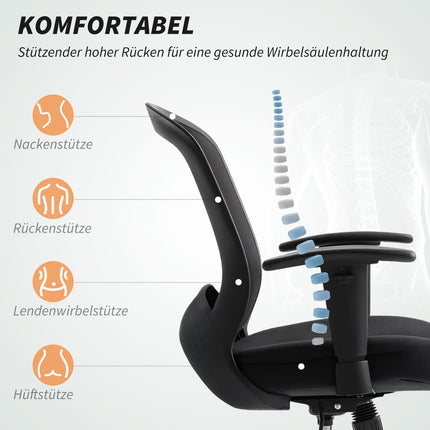 Adjustable Mesh Office Chair, Rolling, Black