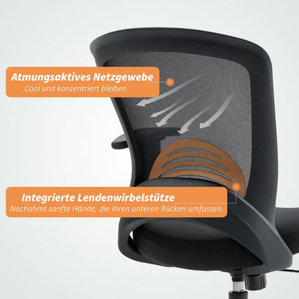 Adjustable Mesh Office Chair, Rolling, Black