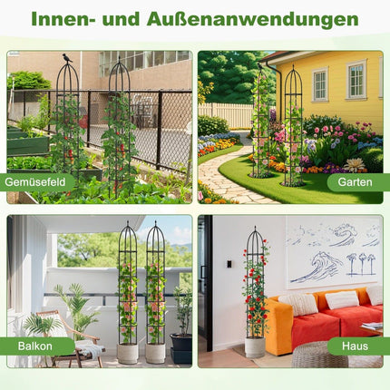 Adjustable Metal Plant Support Obelisks, Set of 2