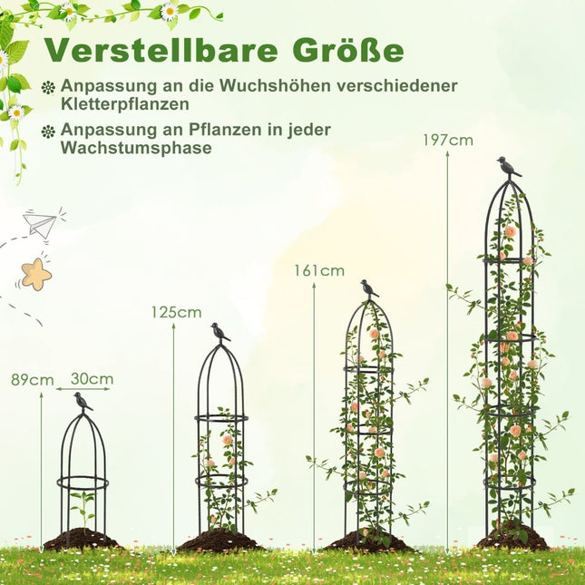 Adjustable Metal Plant Support Obelisks, Set of 2