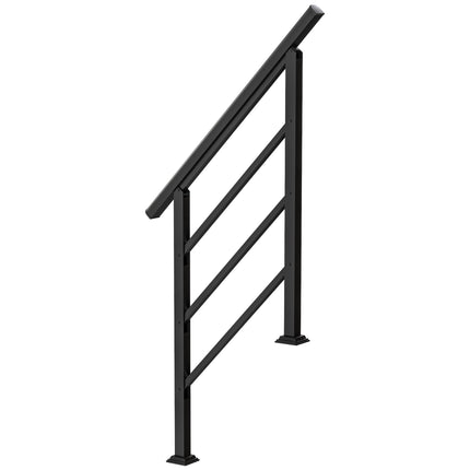 Adjustable Metal Stair Handrail, Black, 0-45 Angle, 1-3 Steps