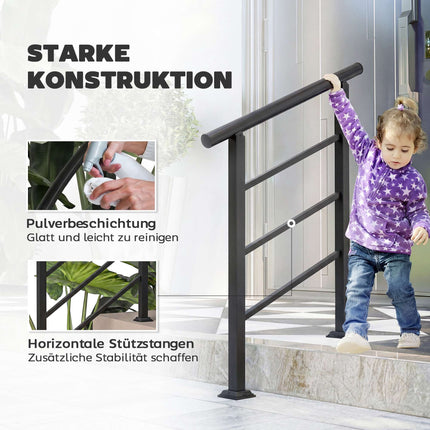 Adjustable Metal Stair Handrail, Black, 0-45 Angle, 1-3 Steps