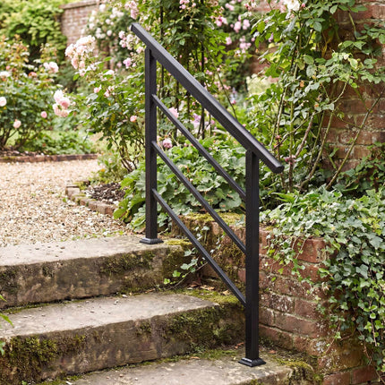 Adjustable Metal Stair Handrail, Black, 0-45 Angle, 1-3 Steps
