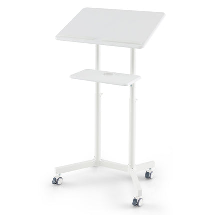 Adjustable Mobile Podium with Tilt Top and Storage