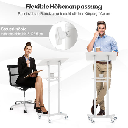 Adjustable Mobile Podium with Tilt Top and Storage