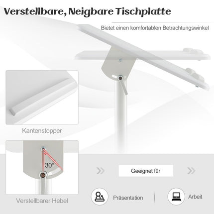 Adjustable Mobile Podium with Tilt Top and Storage