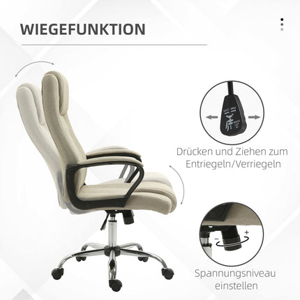 Adjustable Office Chair, Linen Look, Beige, Swivel, 5 Wheels