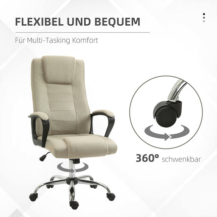 Adjustable Office Chair, Linen Look, Beige, Swivel, 5 Wheels