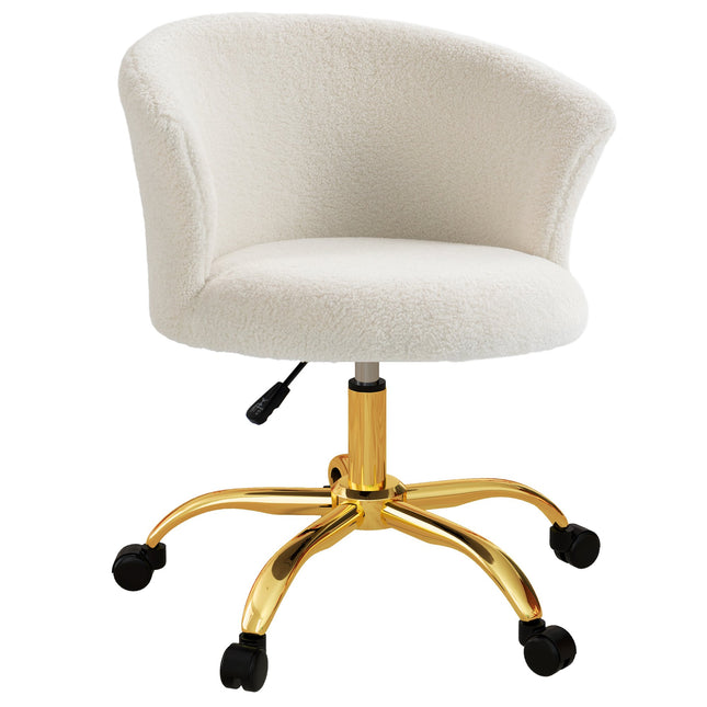 Adjustable Office Chair, Teddy Fleece, 58x56x68-76 cm, White
