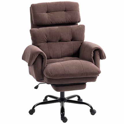 Adjustable Office Chair with Footrest, Brown Fabric, Steel