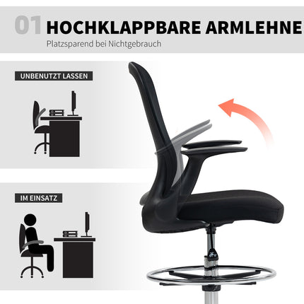 Adjustable Office Chair with Footrest, Lumbar Support, Black