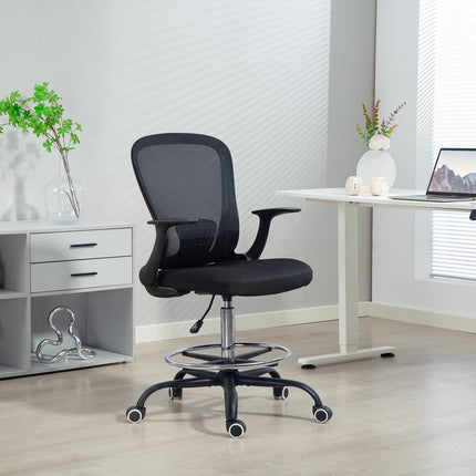 Adjustable Office Chair with Footrest, Lumbar Support, Black