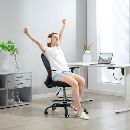 Adjustable Office Chair with Footrest, Lumbar Support, Black