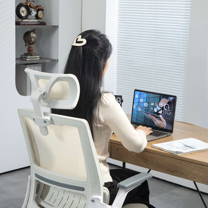 Adjustable Office Chair with Headrest, Beige, 60x61x121.5 cm