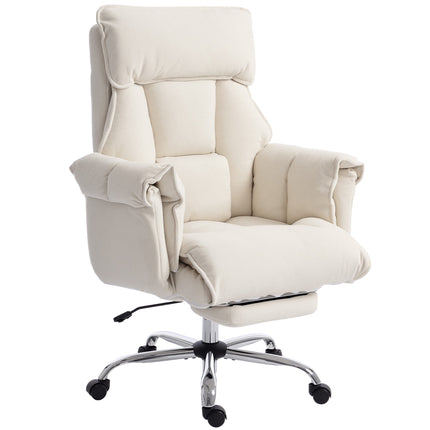 Adjustable Office Chair with Lumbar Support, Footrest, Cream