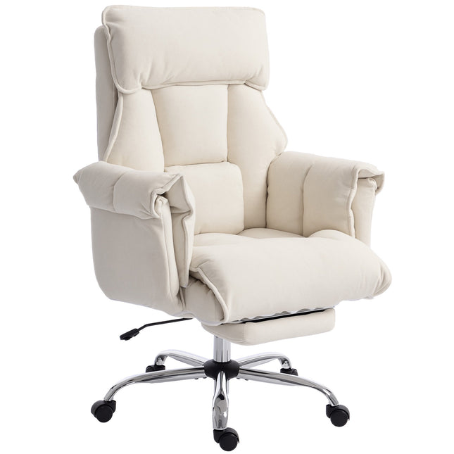 Adjustable Office Chair with Lumbar Support, Footrest, Cream