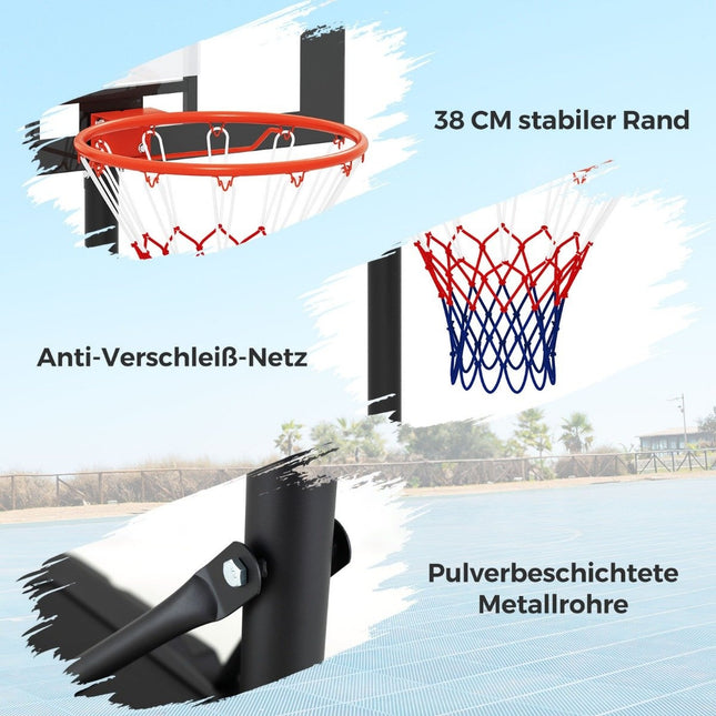 Adjustable Outdoor Basketball Hoop, 100-212cm Height Range