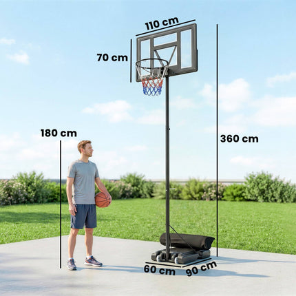 Adjustable Outdoor Basketball Hoop 135-305cm with Wheels
