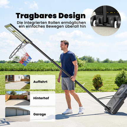 Adjustable Outdoor Basketball Hoop 135-305cm with Wheels