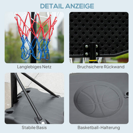 Adjustable Outdoor Basketball Hoop with Wheels, 160-210 cm