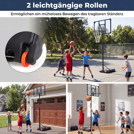 Adjustable Outdoor Basketball Hoop with Wheels, 82 cm Backboard