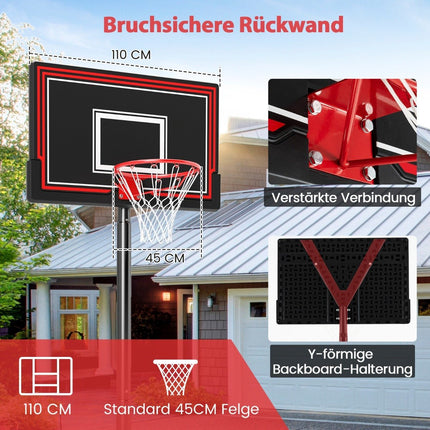 Adjustable Outdoor Basketball Hoop with Wheels & Fillable Base