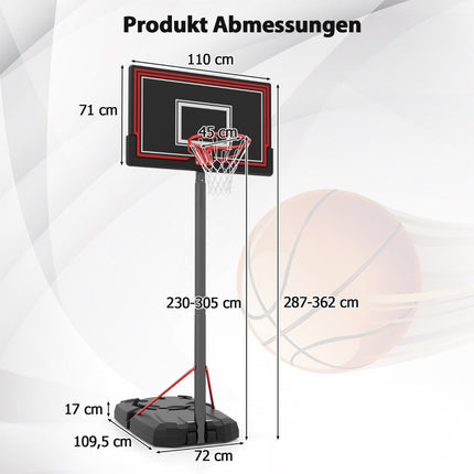 Adjustable Outdoor Basketball Hoop with Wheels & Fillable Base