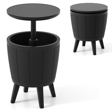 Adjustable Outdoor Cocktail Table with 38L Cooler, Black