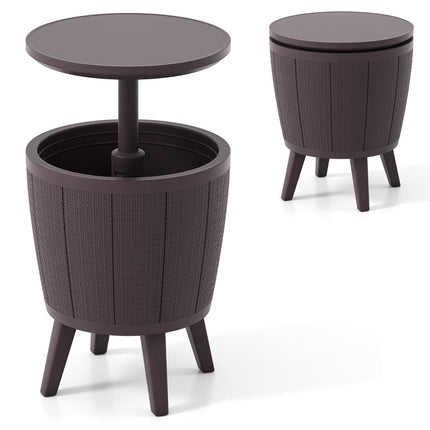 Adjustable Outdoor Cocktail Table with 38L Cooler, Brown