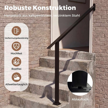 Adjustable Outdoor Handrail for 3/4 Steps, Galvanized Steel