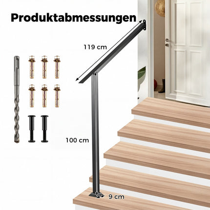 Adjustable Outdoor Handrail for 3/4 Steps, Galvanized Steel