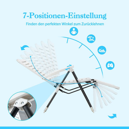 Adjustable Outdoor Recliner with Footrest, Foldable, White