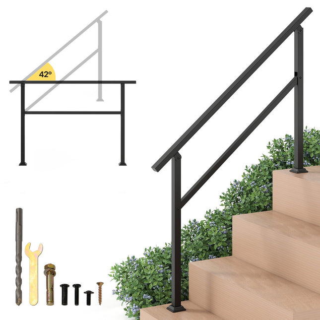 Adjustable Outdoor Stair Handrail, Metal, 150kg Capacity